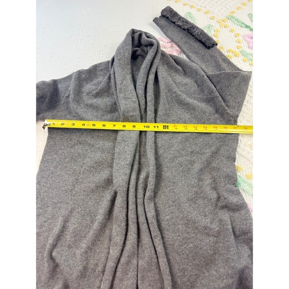 Club Monaco Cashmere Gray Open Front Cardigan Faux Fur Trim XS/S - Picture 4 of 11
